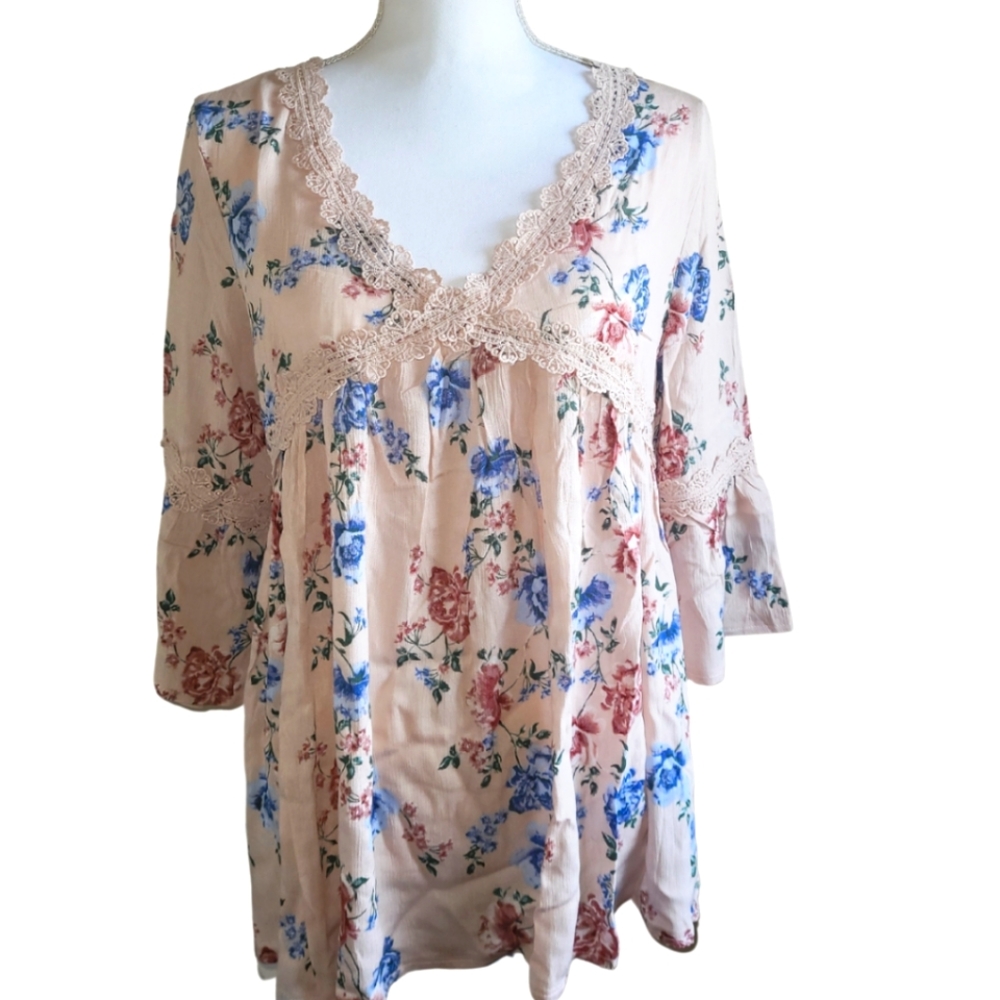 Floral Bell Sleeve Boho Top